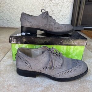 Sam Edelman Women's Gray Suede Irving Grigio Oxford Wingtip Lace Up Shoes Size 7